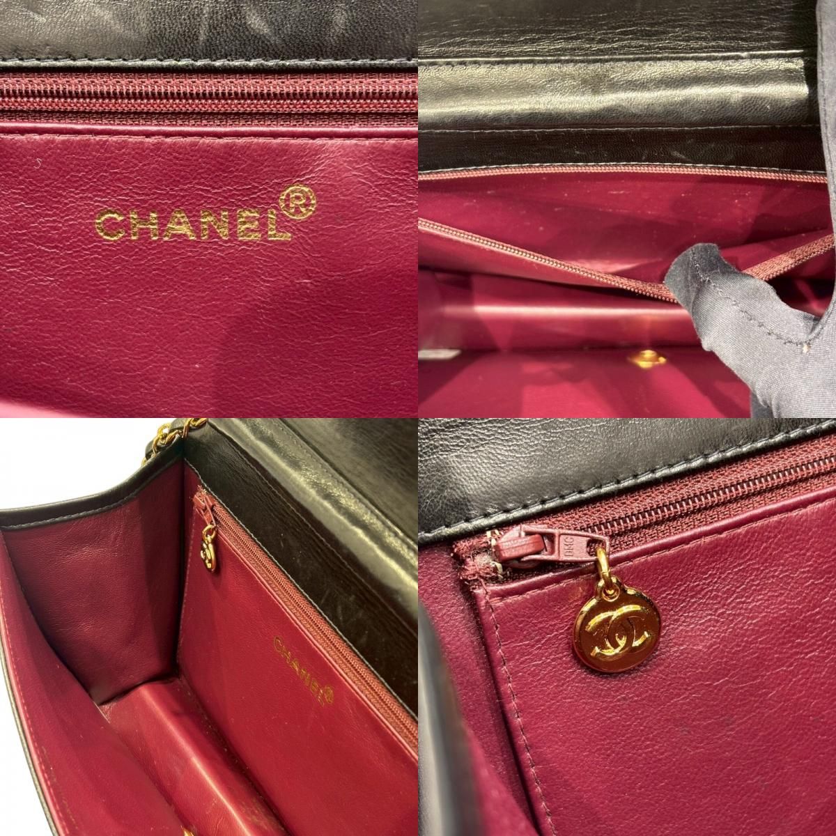 CHANEL Matelassé Chain Shoulder Bag in Black Lambskin