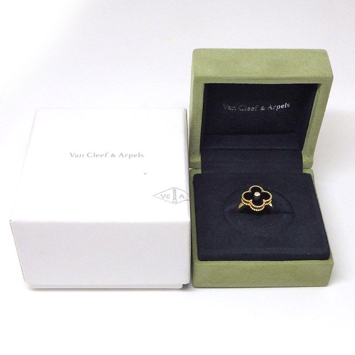 Van Cleef & Arpels Vintage Alhambra Onyx & Diamond Ring
