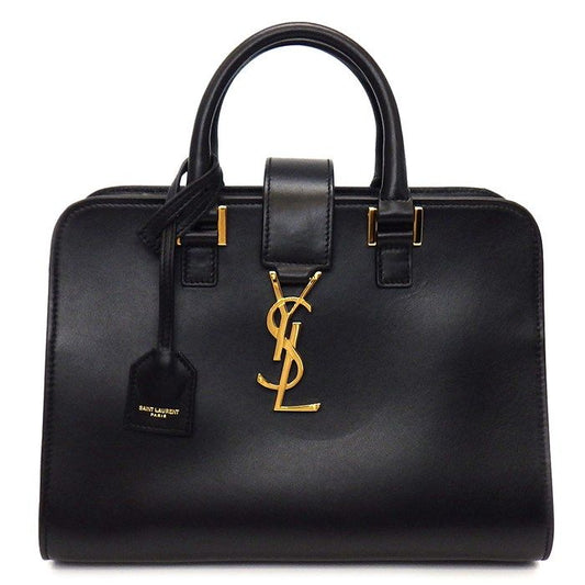 YSL Cassandra Baby Cabas Handbag in Black Calfskin Leather