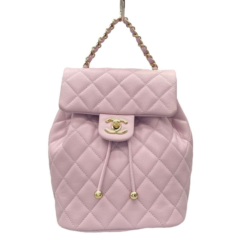CHANEL A91121 Purple Caviar Leather Backpack with Gold Hardware