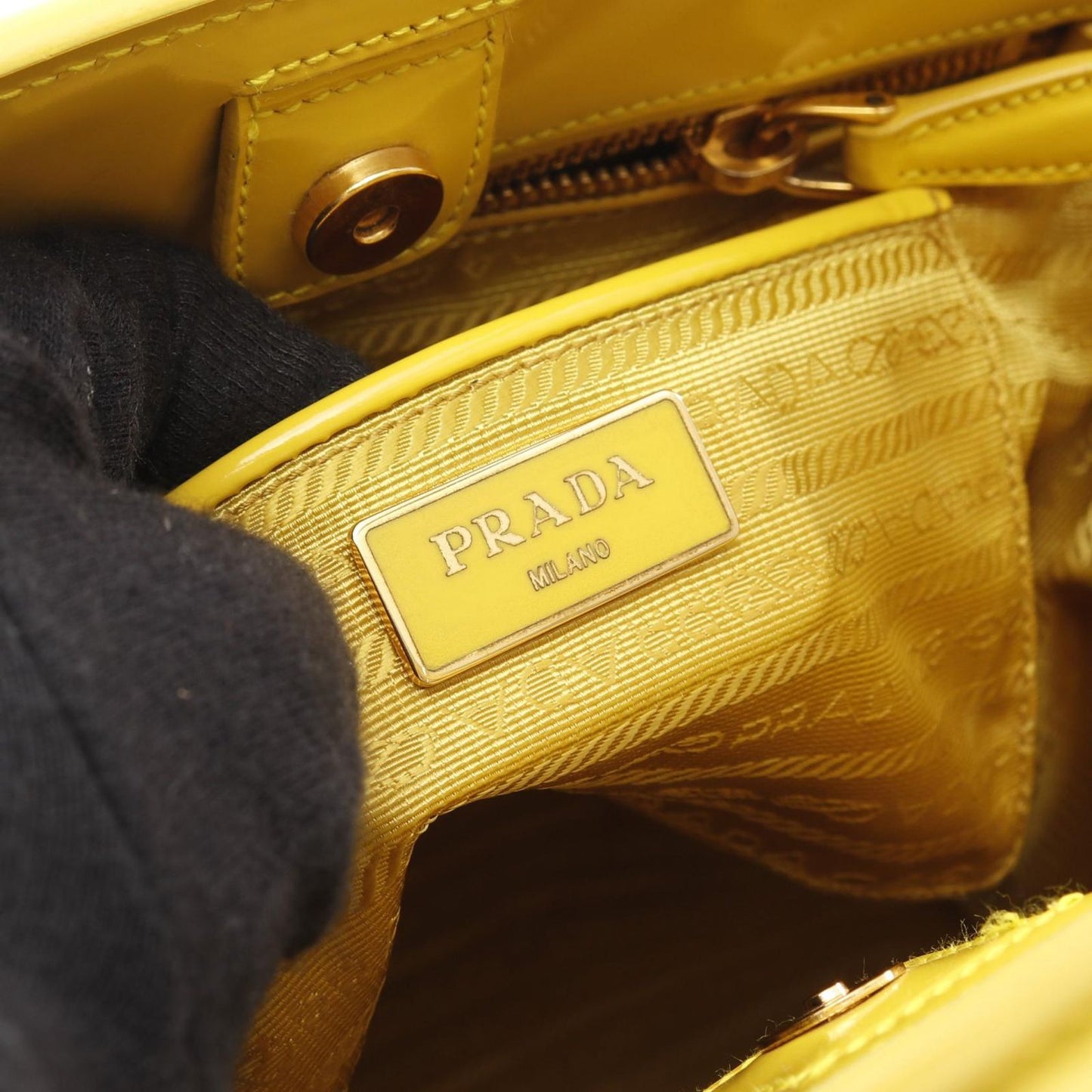 PRADA Saffiano Vernic Handbag in Yellow - Timeless Elegance
