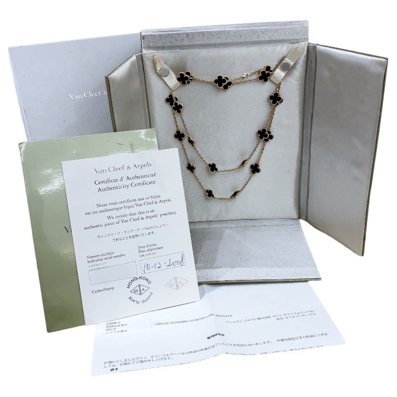Van Cleef & Arpels Vintage Alhambra Long Necklace 750YG Onyx