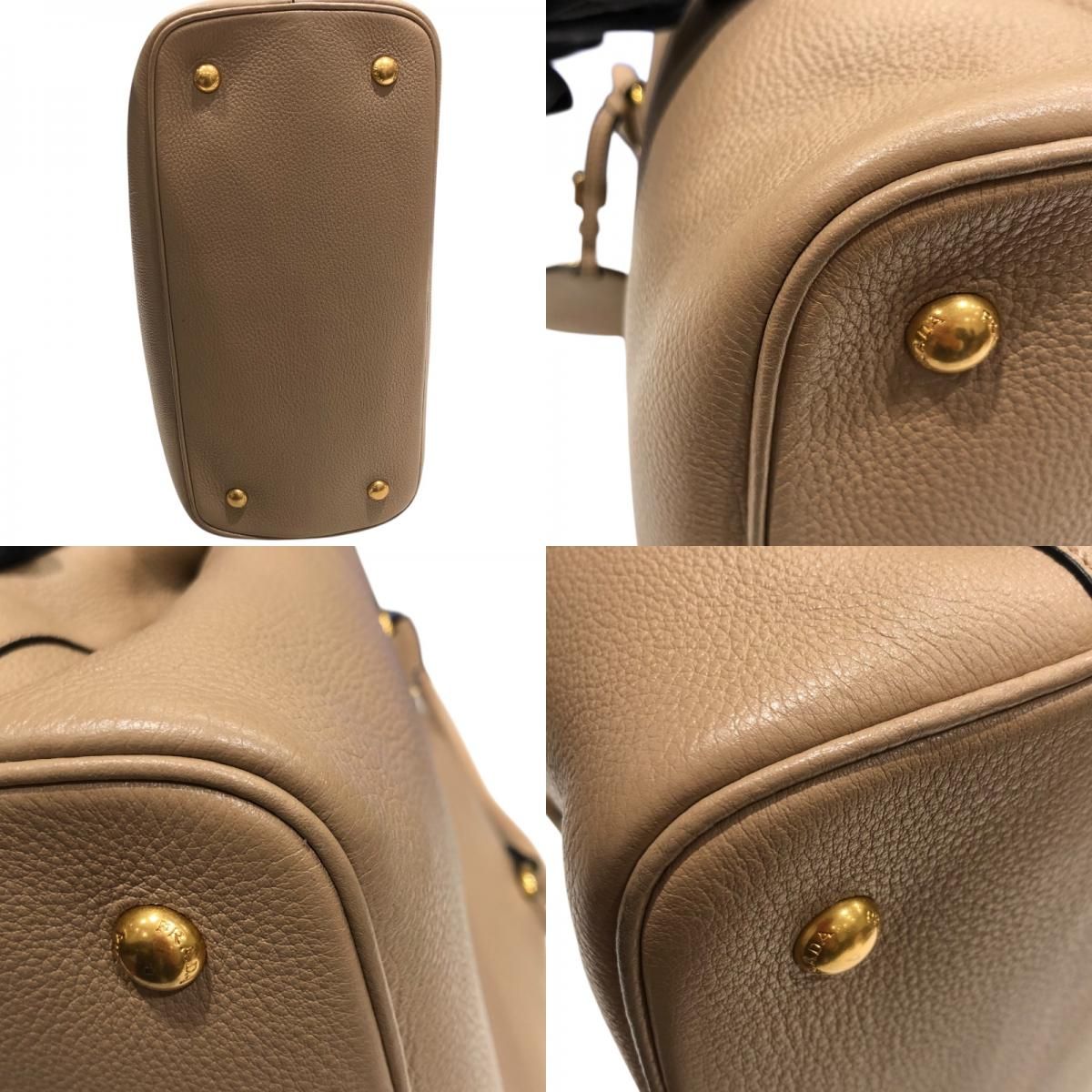 PRADA Vitello Phoenix 2Way Handbag - Beige Leather Elegance