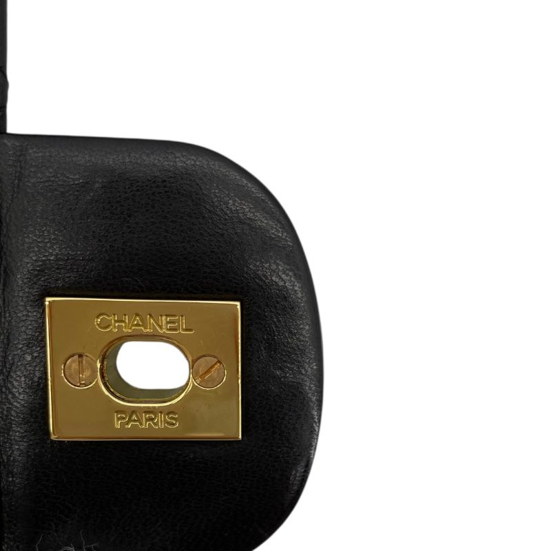 CHANEL Matelassé 25 Black Lambskin Shoulder Bag with Gold Hardware