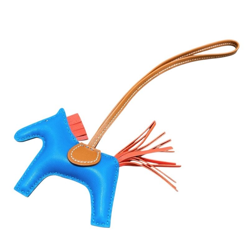 HERMES Rodeo PM Charm in Blue Zanzibar/Rose Texas/Gold