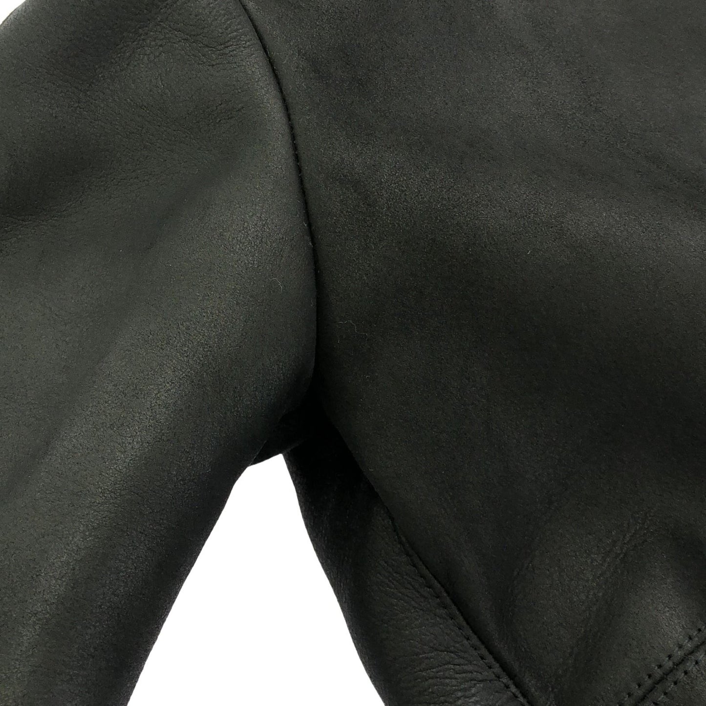 JIL SANDER NAVY Black Leather Shearling Coat - Size 34