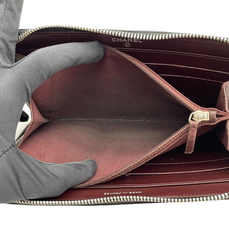 CHANEL Matelassé Round Zip Wallet AP0242 - Black Caviar Leather