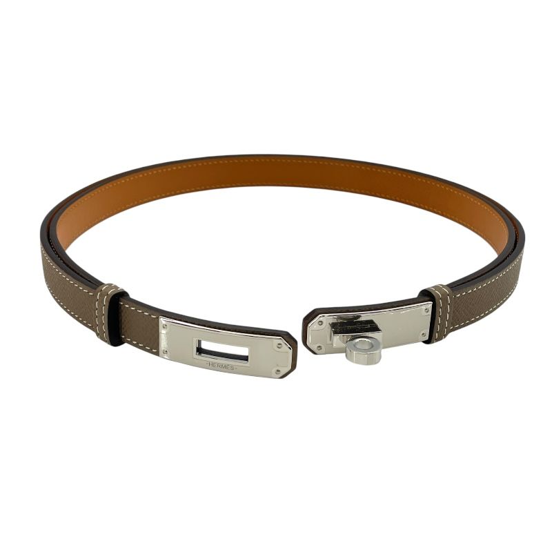 HERMES Kelly Belt in Etoupe with Silver Hardware - Unmatched Elegance