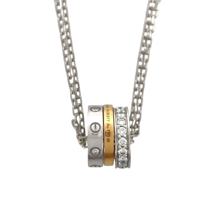 Cartier Love 3 Hoop Necklace in 750WG with Diamonds