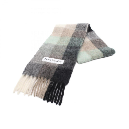 ACNE STUDIOS Mohair Check Scarf - Exquisite Gray Wool Wrap