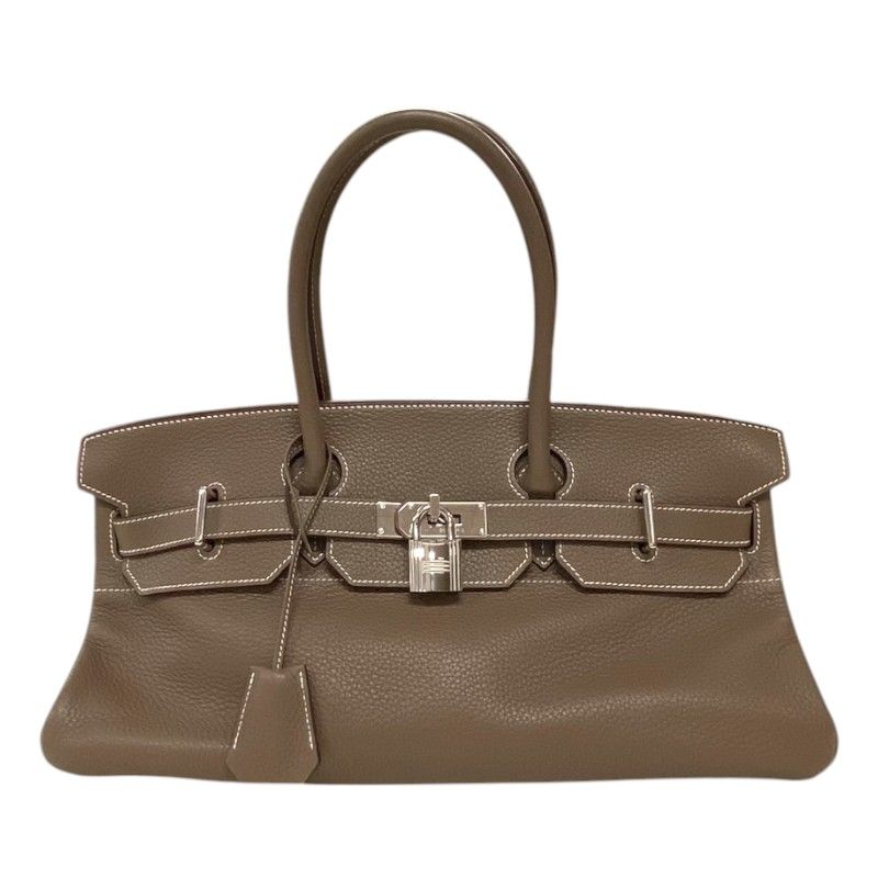 HERMES Birkin Shoulder Bag in Etoupe with Silver Hardware