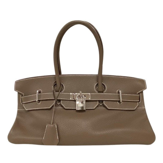 HERMES Birkin Shoulder Bag in Etoupe with Silver Hardware