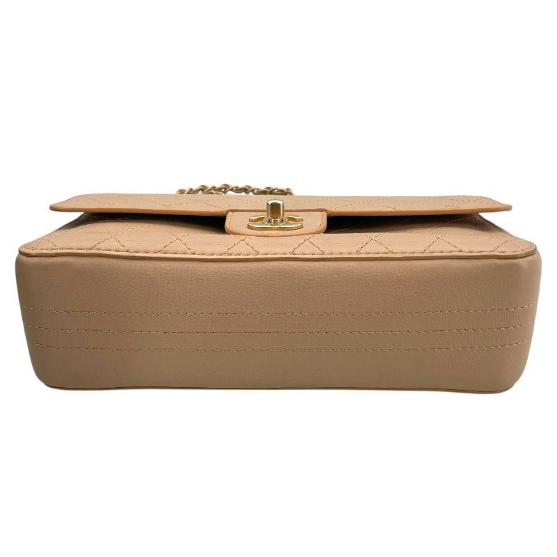 CHANEL Matelassé 25 Beige Calfskin Shoulder Bag - A01112