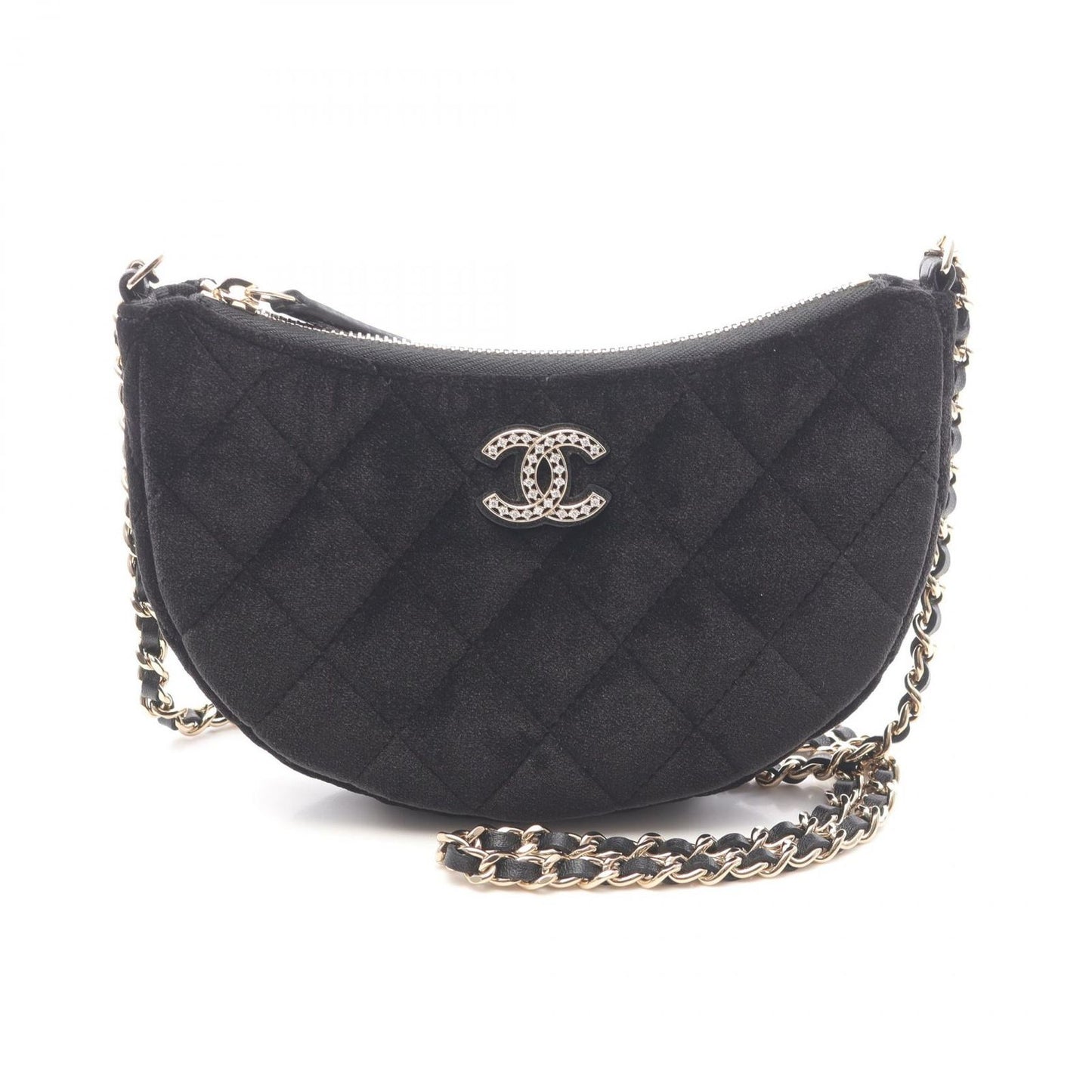 CHANEL Mini Matelassé Hobo Shoulder Bag - Black Fabric