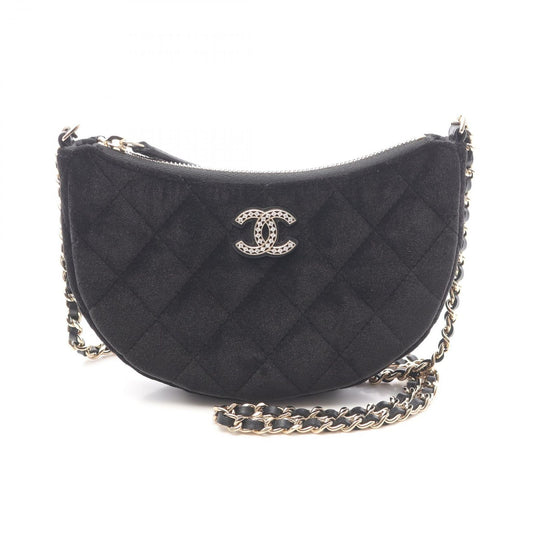 CHANEL Mini Matelassé Hobo Shoulder Bag in Black Fabric