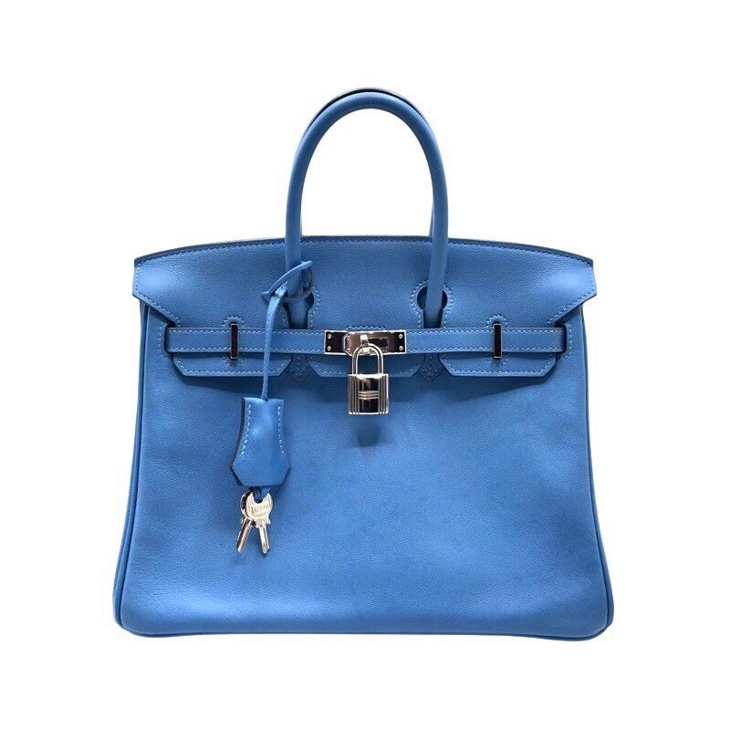 HERMES Birkin 25 T刻 Blue Paradise Swift Handbag
