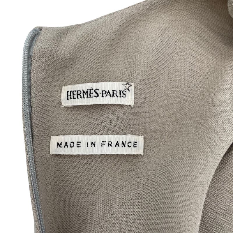 HERMES Silk Sleeveless Dress in Beige - Timeless Elegance