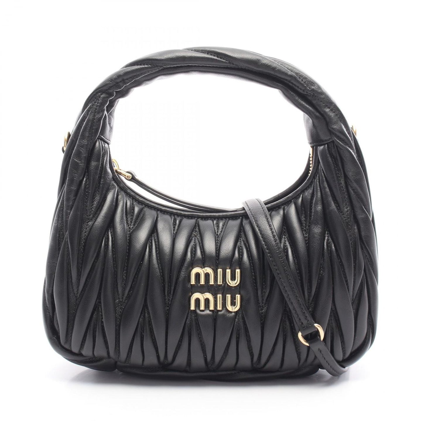 Miu Miu Wonder Matelassé Hobo Bag - Black Leather Luxury Handbag