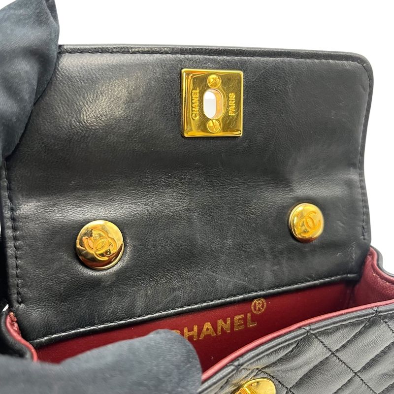 CHANEL Mini Mini Matelassé Black Lambskin Shoulder Bag