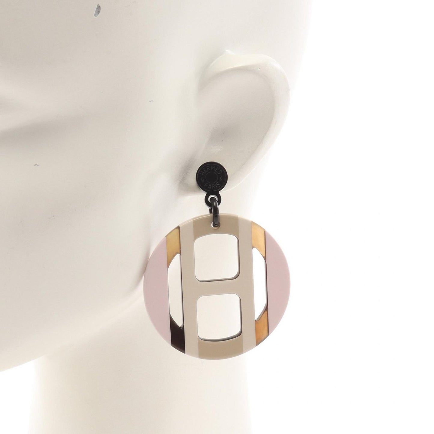 HERMES H Équipe Buffalo Horn Orb Earrings - Exquisite Craftsmanship