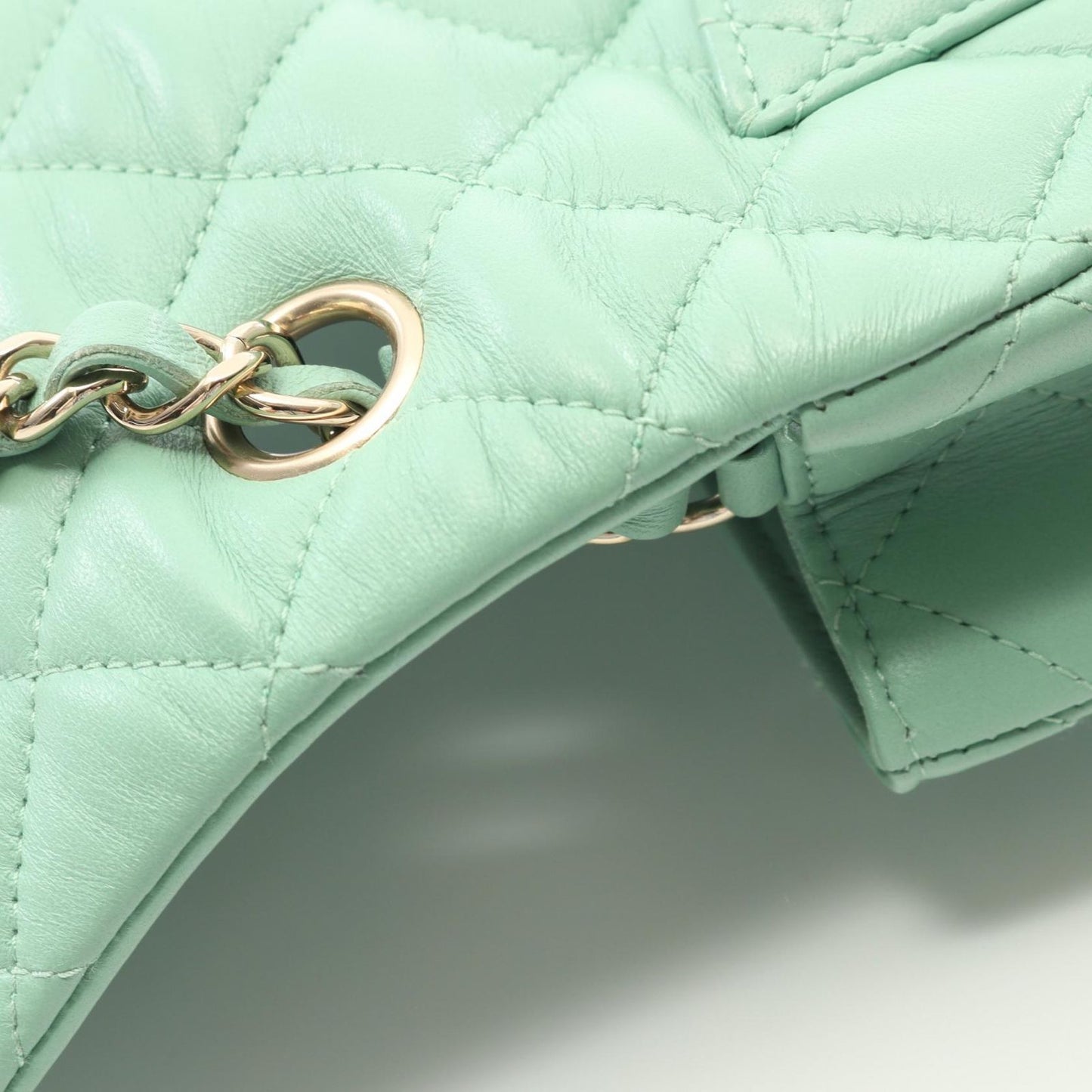 CHANEL Mini Matelassé 20 Shoulder Bag in Mint Green Lambskin