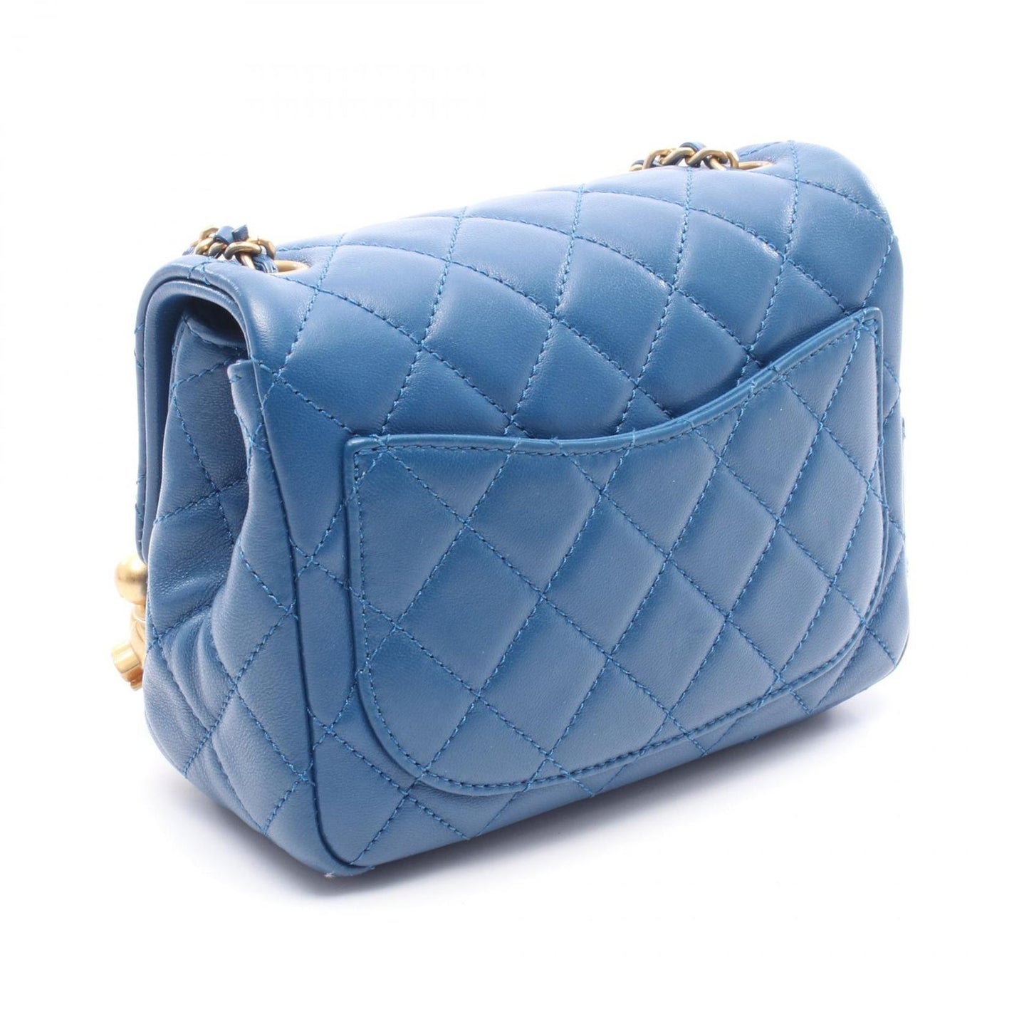 CHANEL Blue Leather Maminotrasse Chain Shoulder Bag AS1786