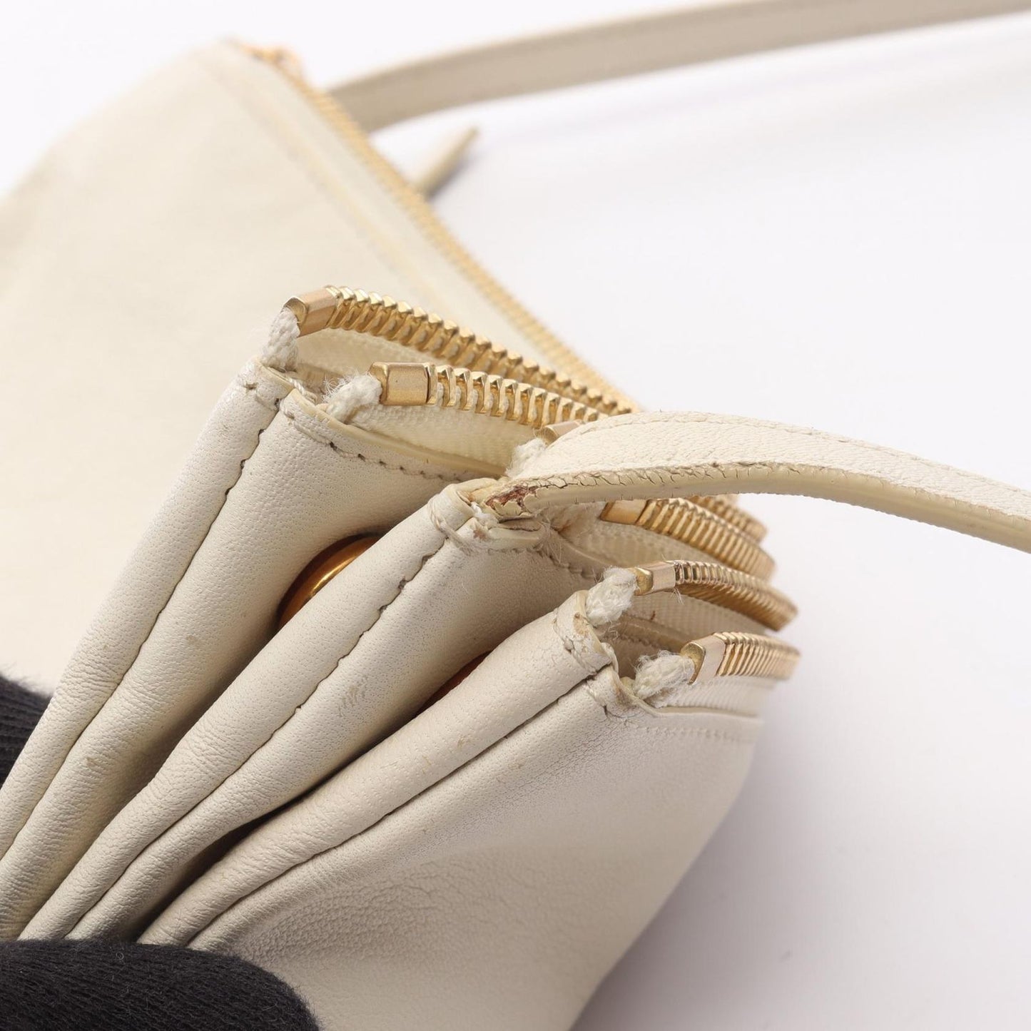 CELINE Trio Large Shoulder Bag in Ivory Leather - Timeless Elegance