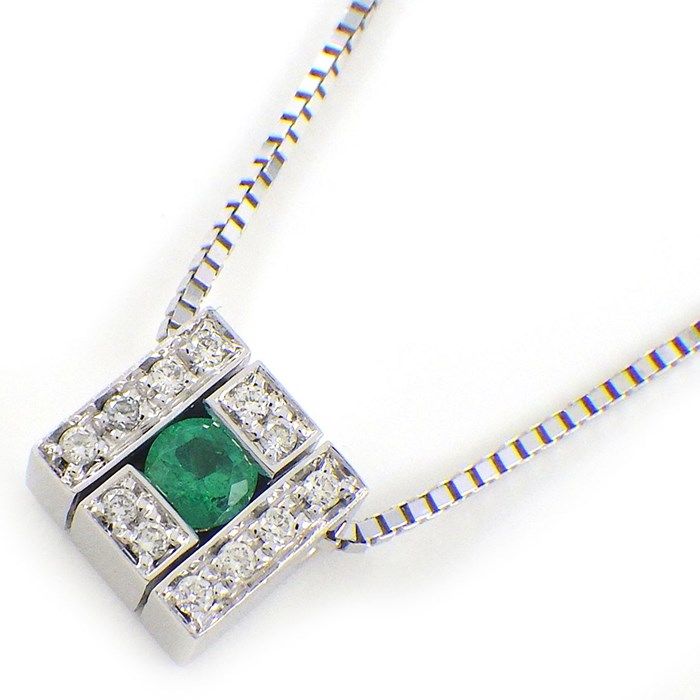 Damiani Belle Époque Square Necklace with Emerald & Diamond