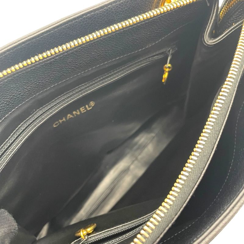 CHANEL Coco Mark Shoulder Bag in Black Caviar with Gold Hardware