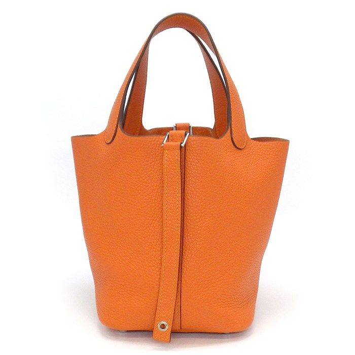 HERMES Picotin Lock PM Handbag in Orange Togo Leather - 2014