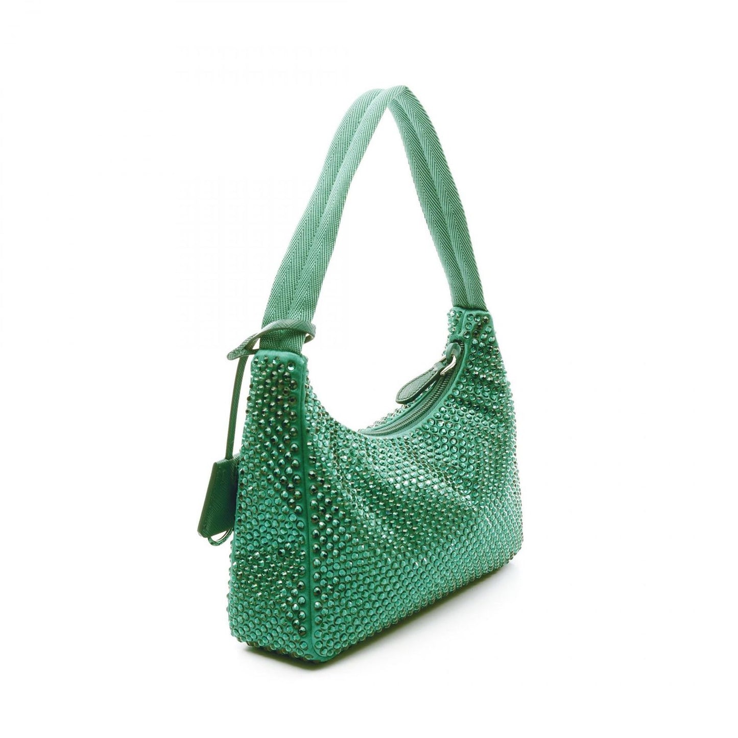 PRADA Re-Edition 2AWL CRYSTAL Handbag in Green Fabric