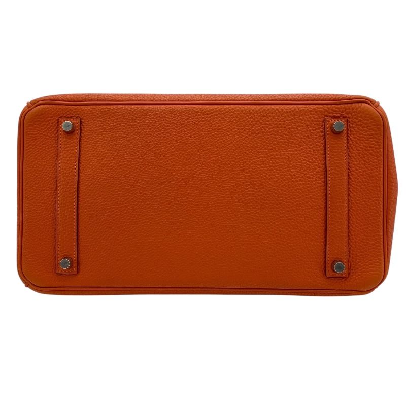 HERMES Birkin 35 Orange Togo Handbag with Silver Hardware