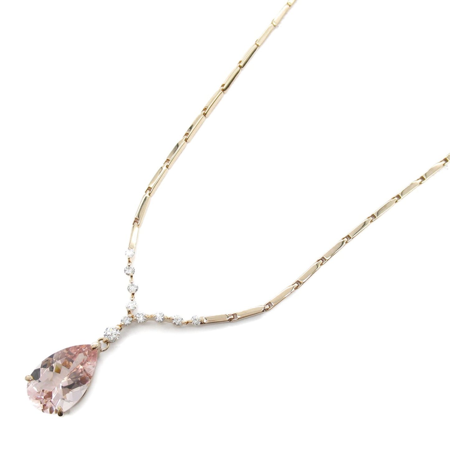 Exquisite Morganite & Diamond Necklace in 18K Pink Gold