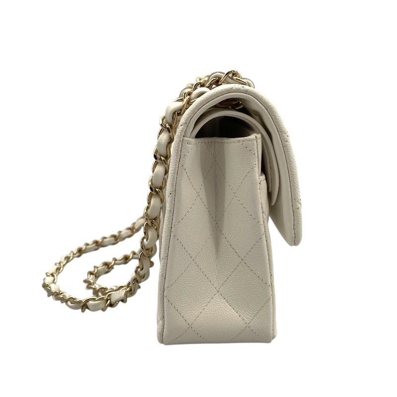 CHANEL Matelassé 23 A01113 White Caviar Skin Shoulder Bag