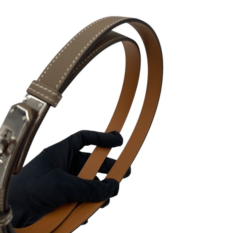 HERMES Kelly Belt in Etoupe with Silver Hardware - Unmatched Elegance