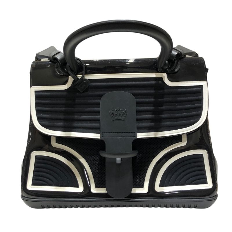 DELVAUX Brillant MM Champion Black & White Enamel Handbag