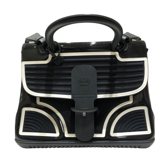 DELVAUX Brillant MM Champion Black & White Enamel Handbag