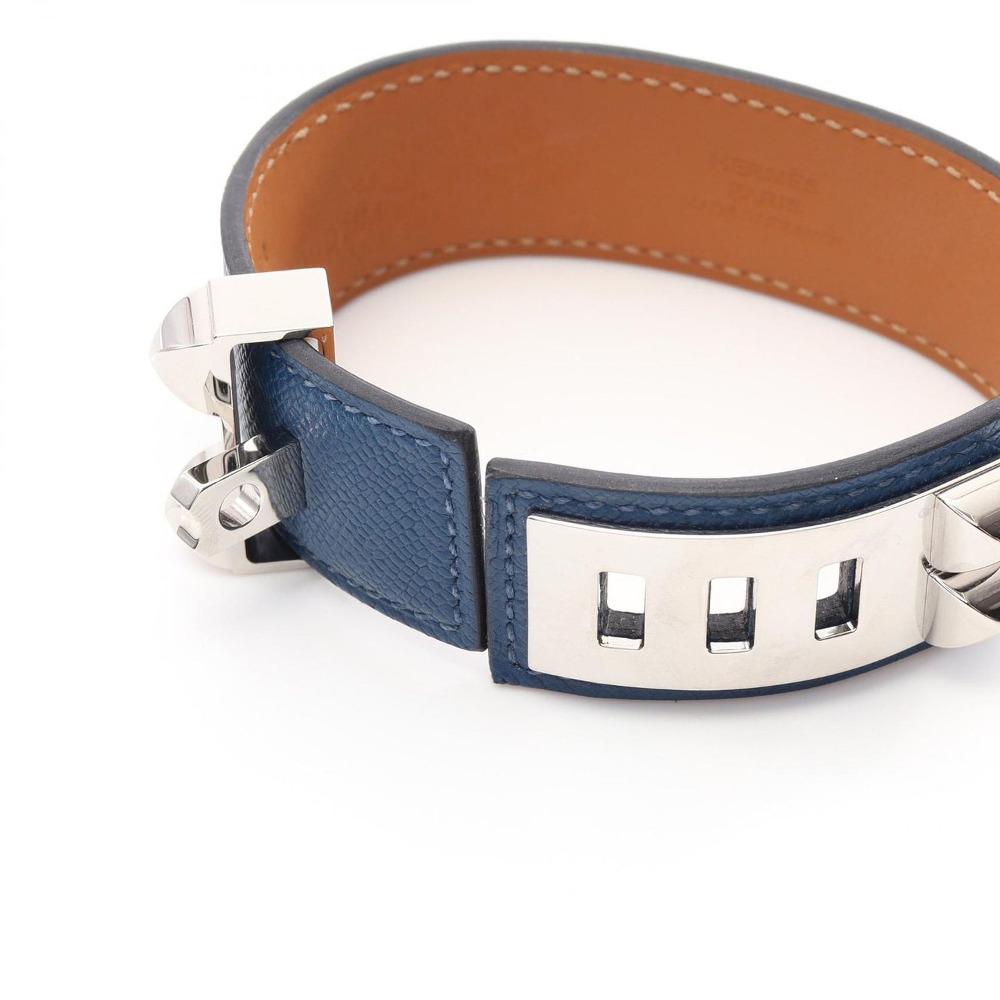 HERMES Collier de Chien Bracelet in Stainless Steel & Leather