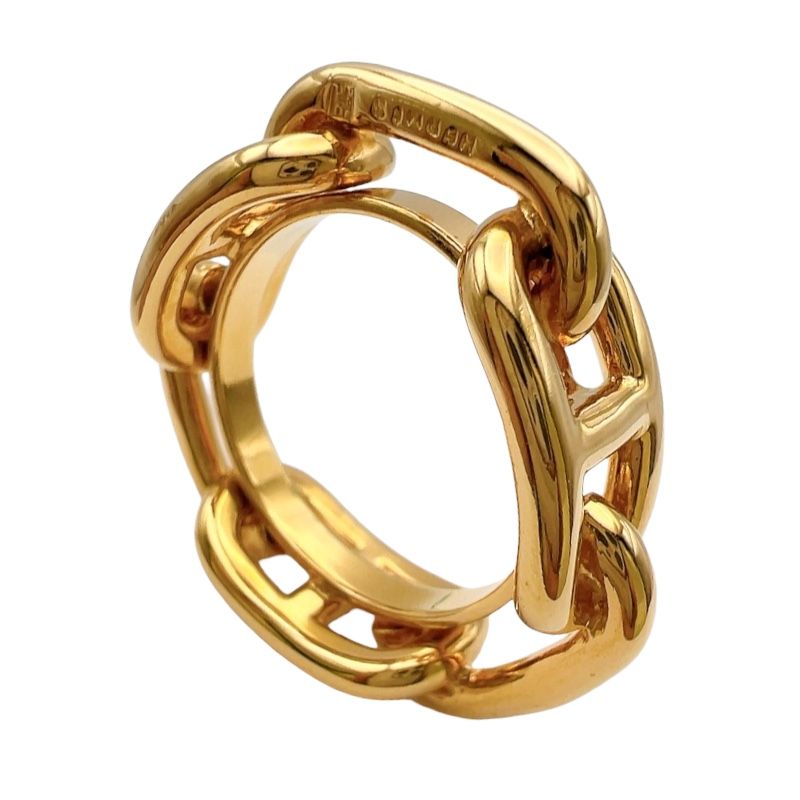 HERMES Rugade Scarf Ring - Exquisite Gold Metal Jewelry