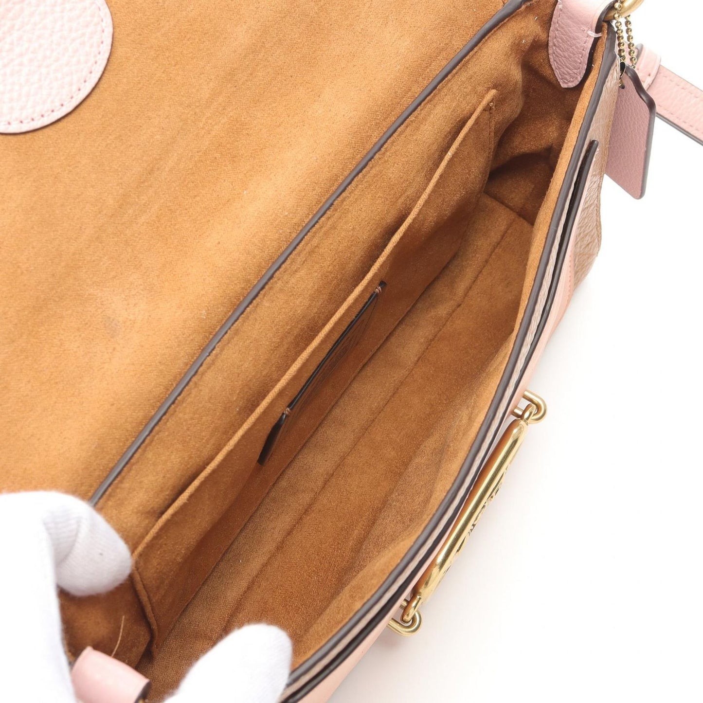 COACH 2-Way Leather Shoulder Bag in Pink & Camel - Timeless Elegance