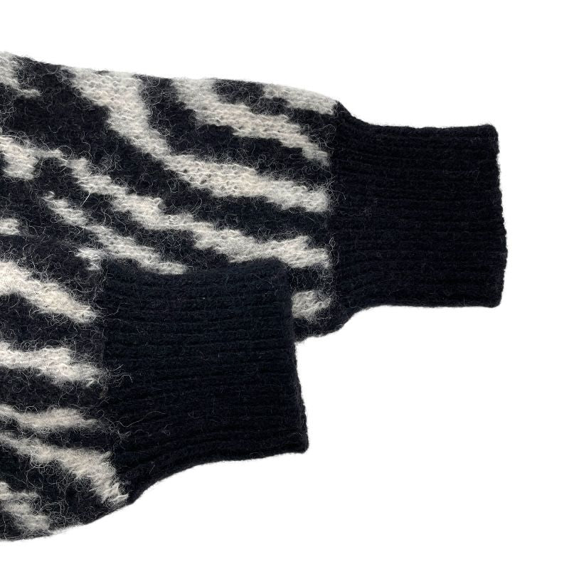 CELINE Zebra Knit Sweater - Black Wool, XS - Exquisite Craftsmanship