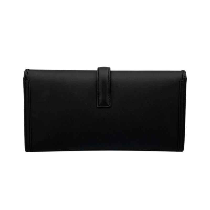 HERMES Jige Elan 29 Clutch Bag in Black Swift Leather