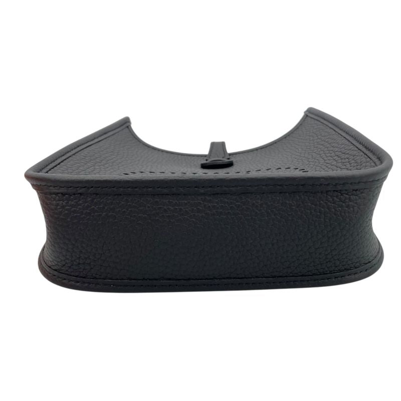 HERMES Evelyne TPM Black Togo Leather Shoulder Bag with Silver Hardware