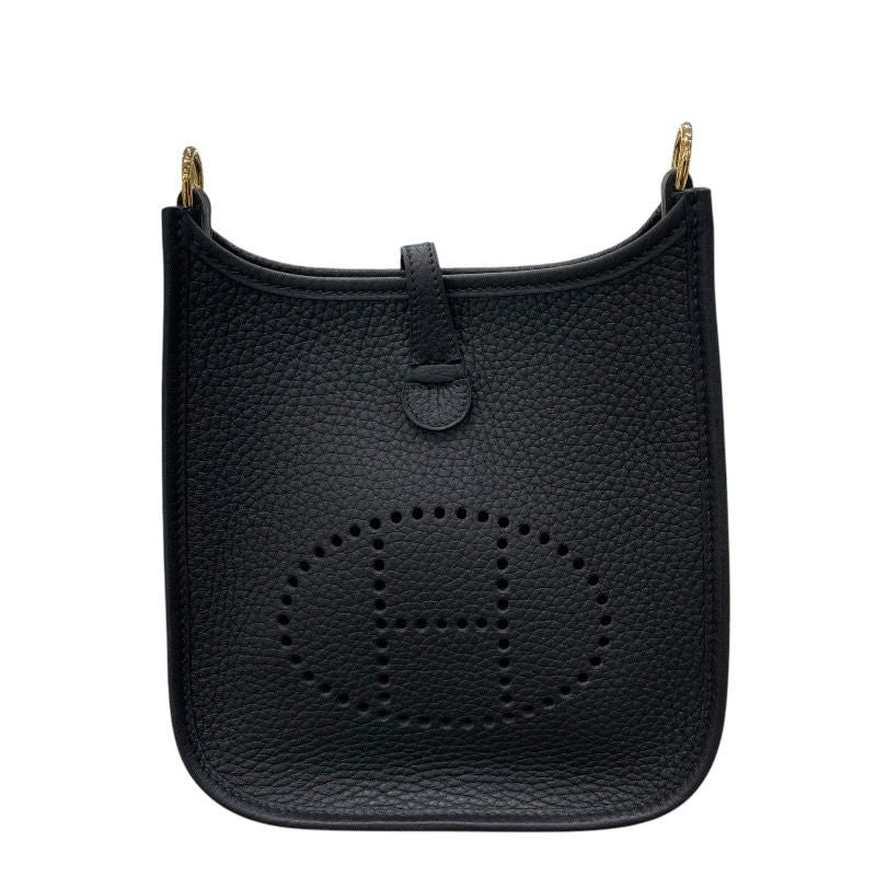 HERMES Evelyne TPM Black Togo Leather Shoulder Bag with Gold Hardware