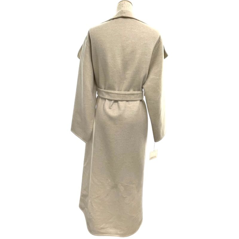 HERMES Ivory Cashmere Belted Wrap Long Coat - Size 38