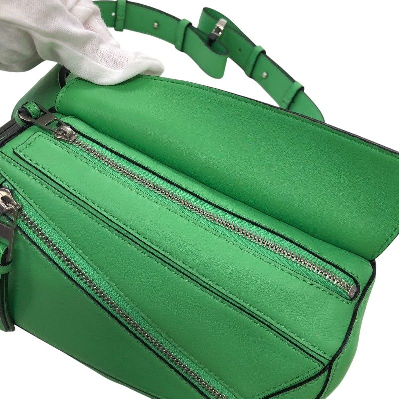 LOEWE Puzzle Mini Album Bag in Green Calf Leather - Unisex