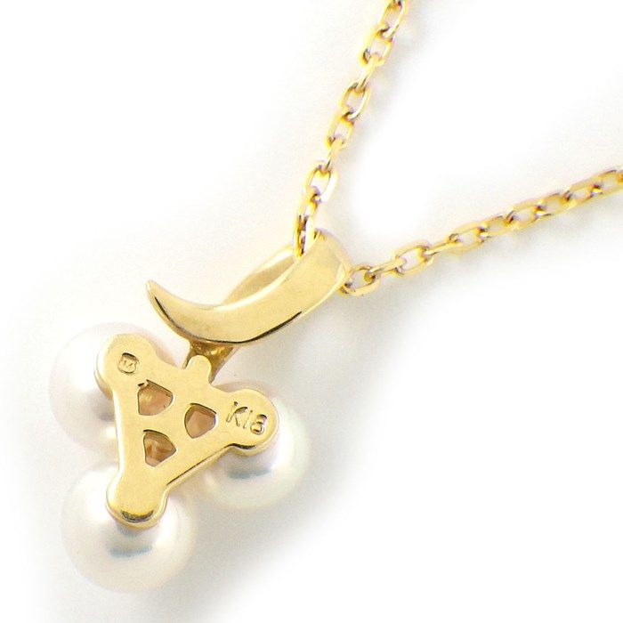 MIKIMOTO 3-Point Pearl Necklace with Diamonds in K18YG