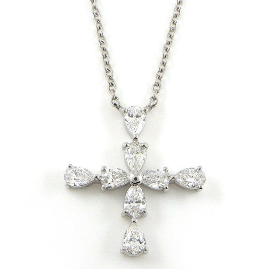 HARRY WINSTON Symbols Mini Cross Necklace with Pear Shape Diamonds