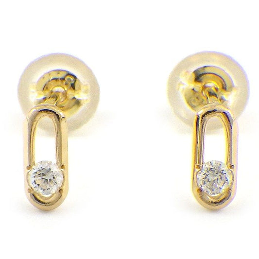 Elegant Oval Link Diamond Earrings in 18K Yellow Gold