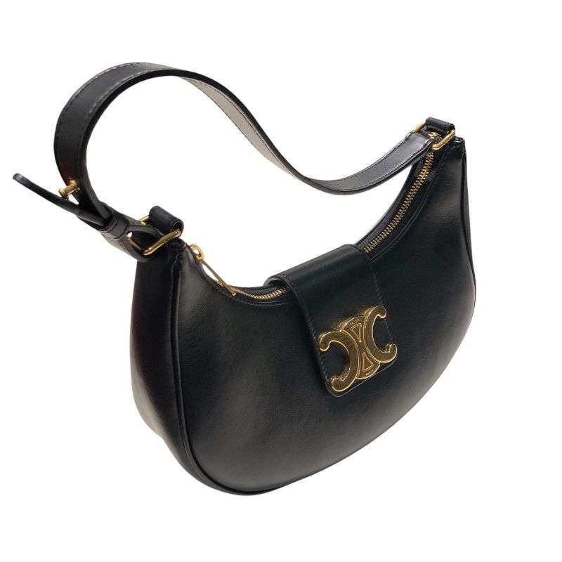 CELINE Medium Ava Black & Gold Hardware Shoulder Bag